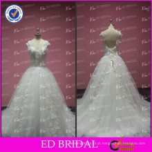 ED Bridal Princess Ball Gown Cap Sleeve Lace Up Lace Appliqued Pretty Alibaba vestido de noiva